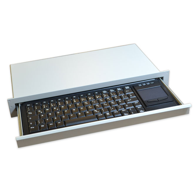 Platzsparende Schublade mit Industrie-Tastatur